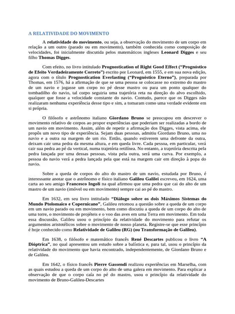 A Relatividade do Movimento