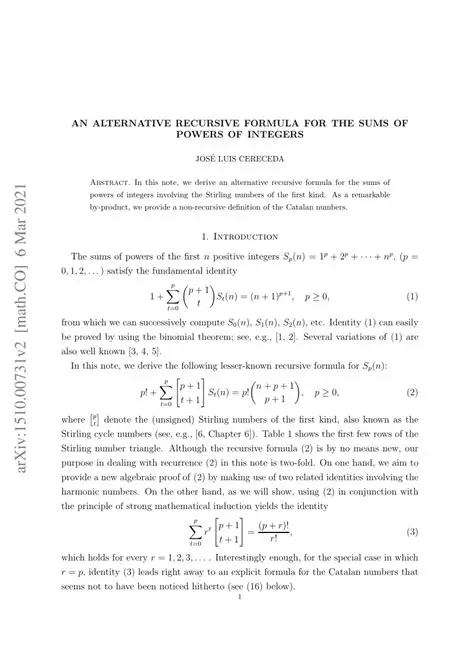 Alternative Recursive Formula