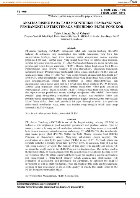 Analisis Ekonomi Pembangunan PLTM