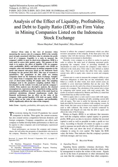 Analysis of Factors Affecting Liquidity in Companies Listed on the Indonesian Stock Exchange