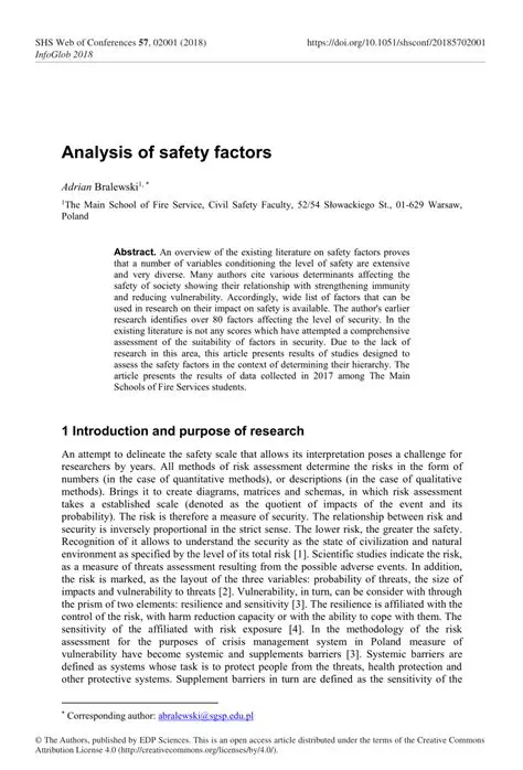 Analysis of Safety Factors