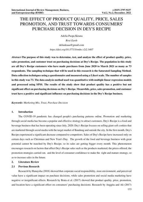 Analysis of the Effect of Product Quality