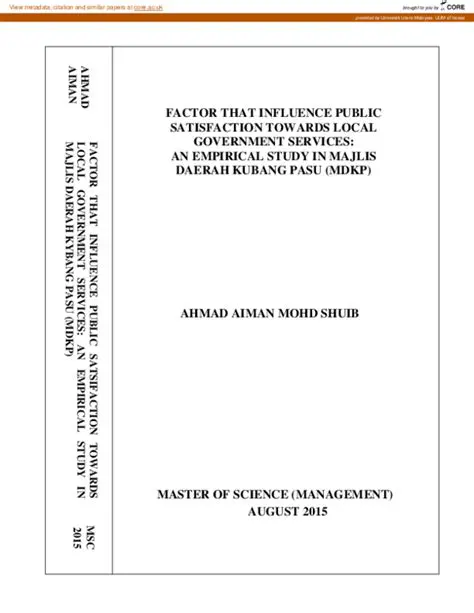 Analysis of the Factors that Influence Public Satisfaction