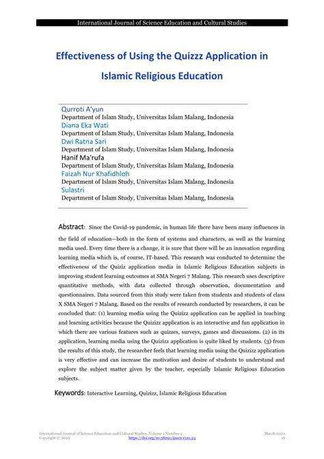Analysis of the Impact of the Quizzz Application