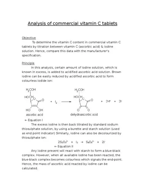 Analysis of Vitamin C Content