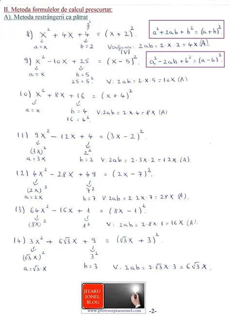 Aplicarea Regulilor de Calcul Algebric