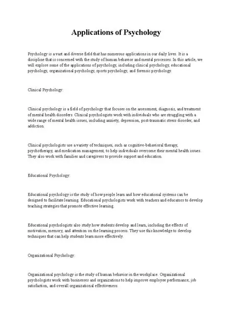 Applications of Psychology