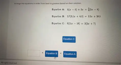 Arranging the Equations in Order from Least to Greatest