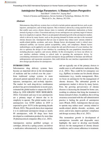 Autonomous Injector Factors
