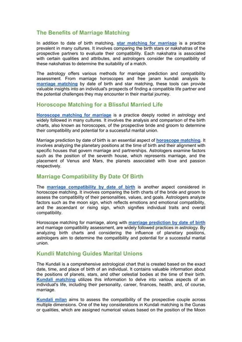 Benefits of Marriage Matching