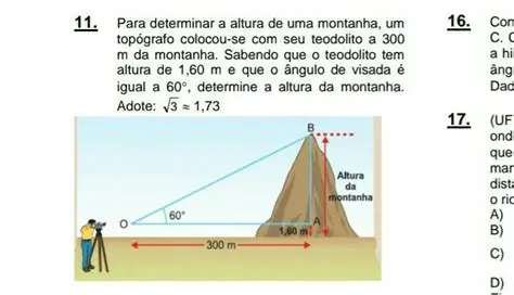 Calculando a Altura de uma Encosta com Trigonometria