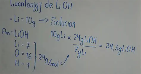 Calculando la cantidad de Li2CO3 a partir de LiOH