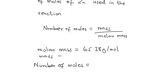 Calculate the number of moles of Zn