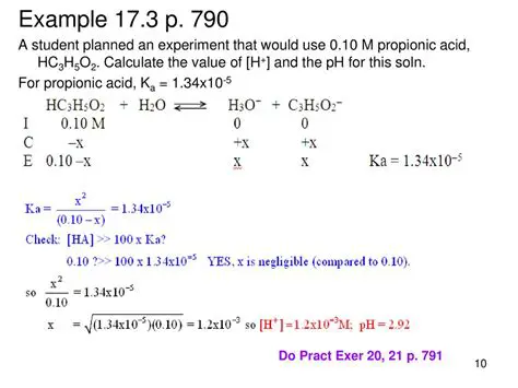 Calculating Ka for Propionic Acid