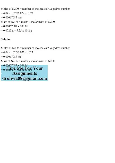 Calculating the Number of Moles of N2O5