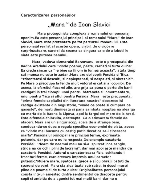 Caracterizarea Personajelor