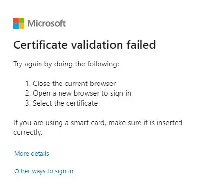 Certificate Validation Error