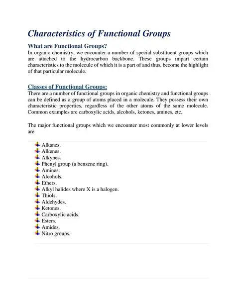 Characteristics of Functional Groups