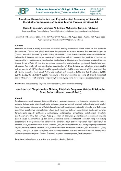 Characterization of Mobe Leaf Simplicia