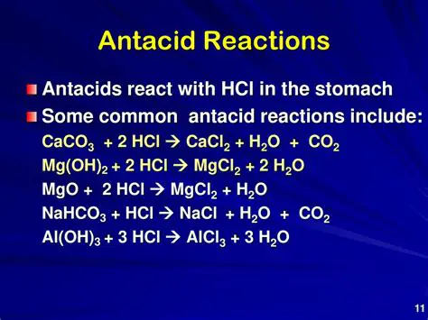 Chemical Equations for Antacid Reactions