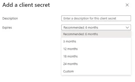 Client Secret Expiration Date Field