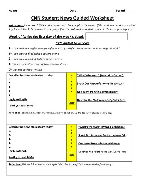 CNN Student News Worksheet: Engaging Students with Current Events