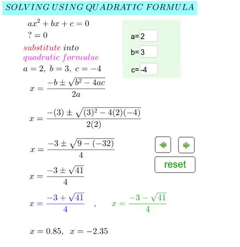 Coefficients of the Quadratic Equation