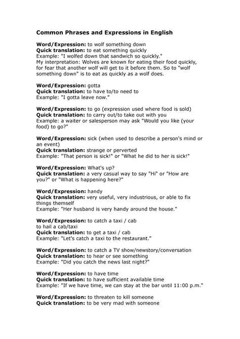 Common phrases and expressions