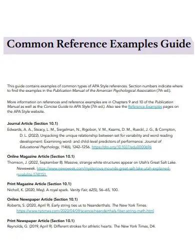 Common References for City Government