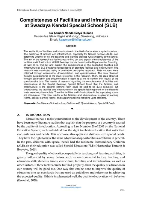 Completeness of Facilities and Infrastructure