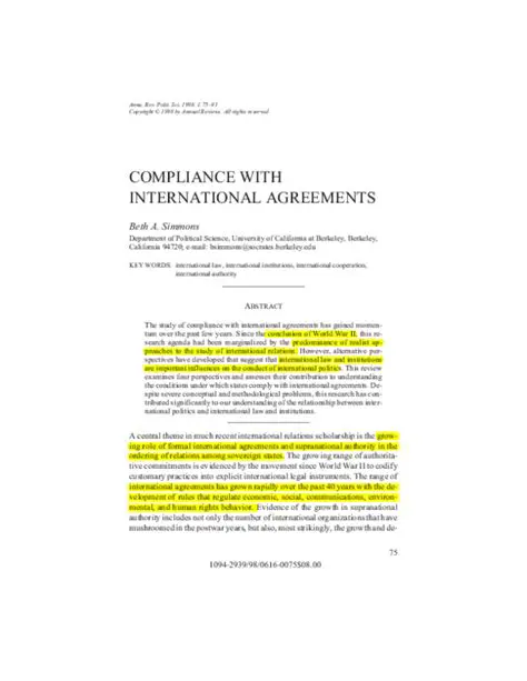 Compliance with International Agreements