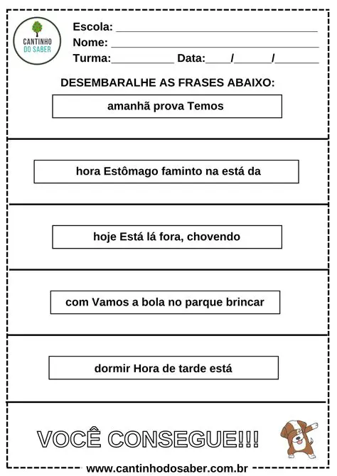 Construa um texto com suas palavras envolvendo essas frases abaixo