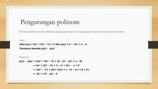 Contoh Pengurangan Polinom