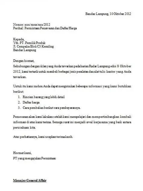 Contoh Permintaan Masyarakat