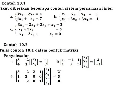 Contoh sistem persamaan linier