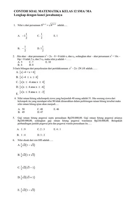 Contoh Soal Matematika yang Seringkali Siswa Mengalami Kesulitan