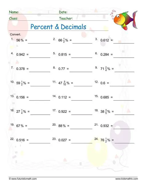 Converting Decimals to Percentages