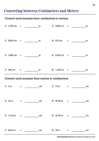 Converting Dimensions from Meters to Centimeters