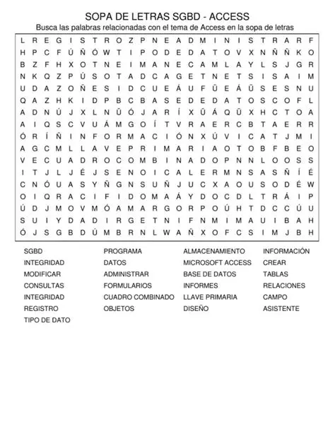 Crear palabras de sopa de letra en Access