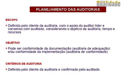 Definir os objetivos e escopo da auditoria