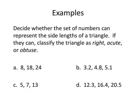 Determining if a Set of Numbers can be the Lengths of the Sides of a Right Triangle