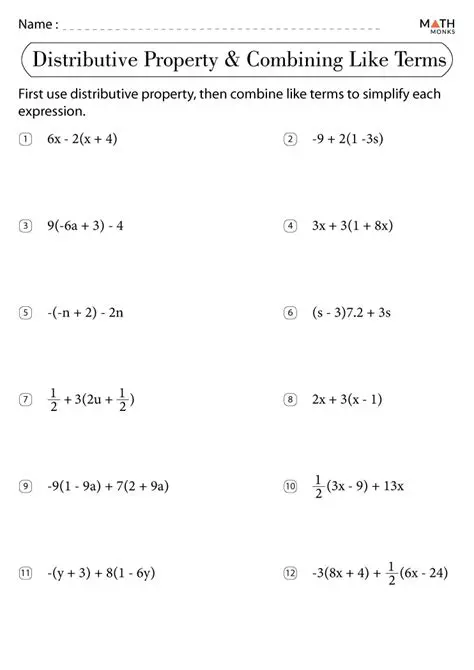 Distributive Property and Combining Like Terms