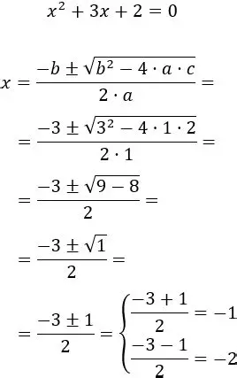 Ecuaciones de segundo grado con dos soluciones reales