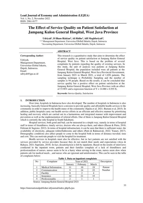 Effect of Service Quality on Patient Satisfaction