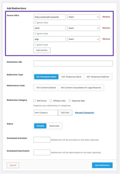 Enable and set allowed redirections