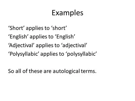 Examples of Autological Terms