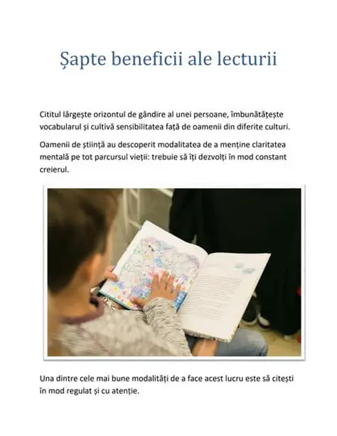 Exemple de beneficii ale lecturii