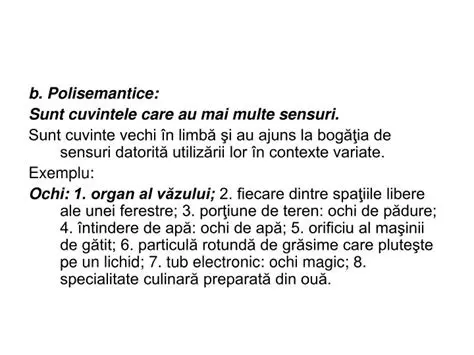 Exemple de cuvinte cu mai multe sensuri
