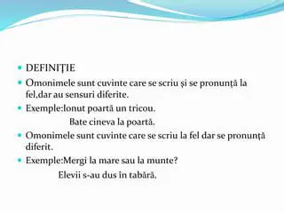 Exemple de cuvinte cu sensuri multiple