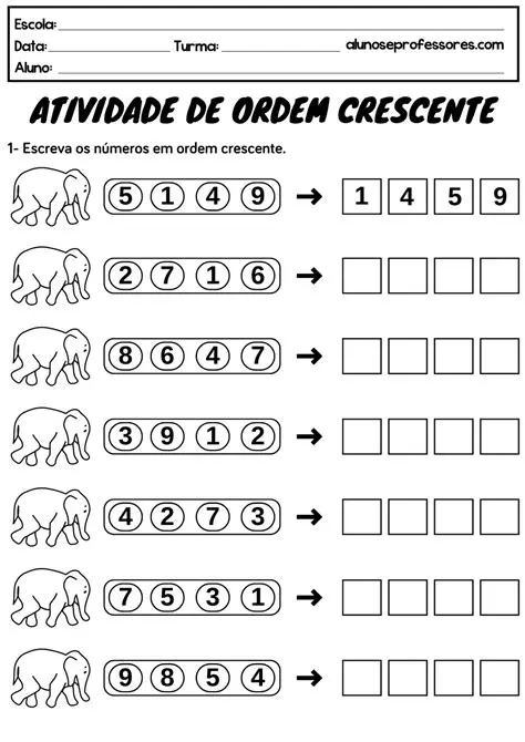 Exemplos de problemas que envolvem ordem crescente